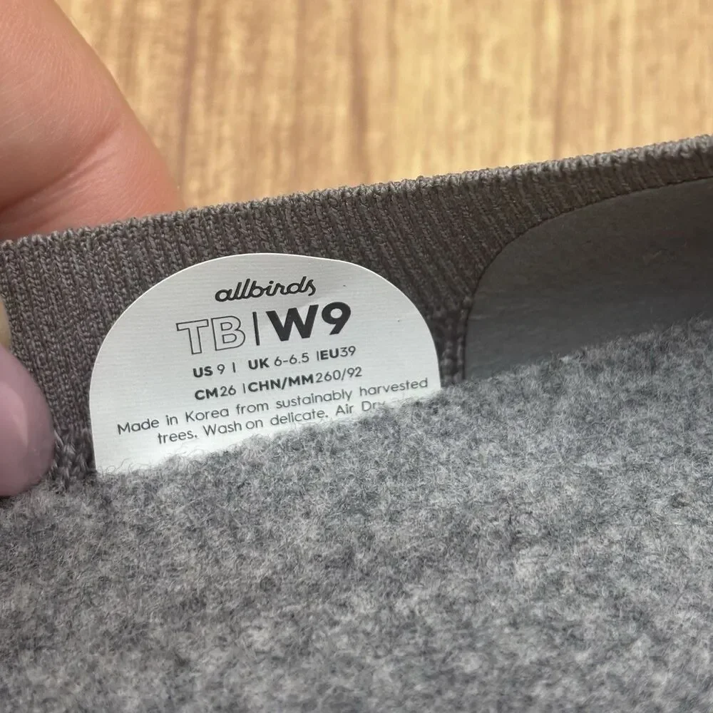 Allbirds Tree Breezers‎ Gray Knit Slip-On Round Toe Ballet Flats Women’s Size 9